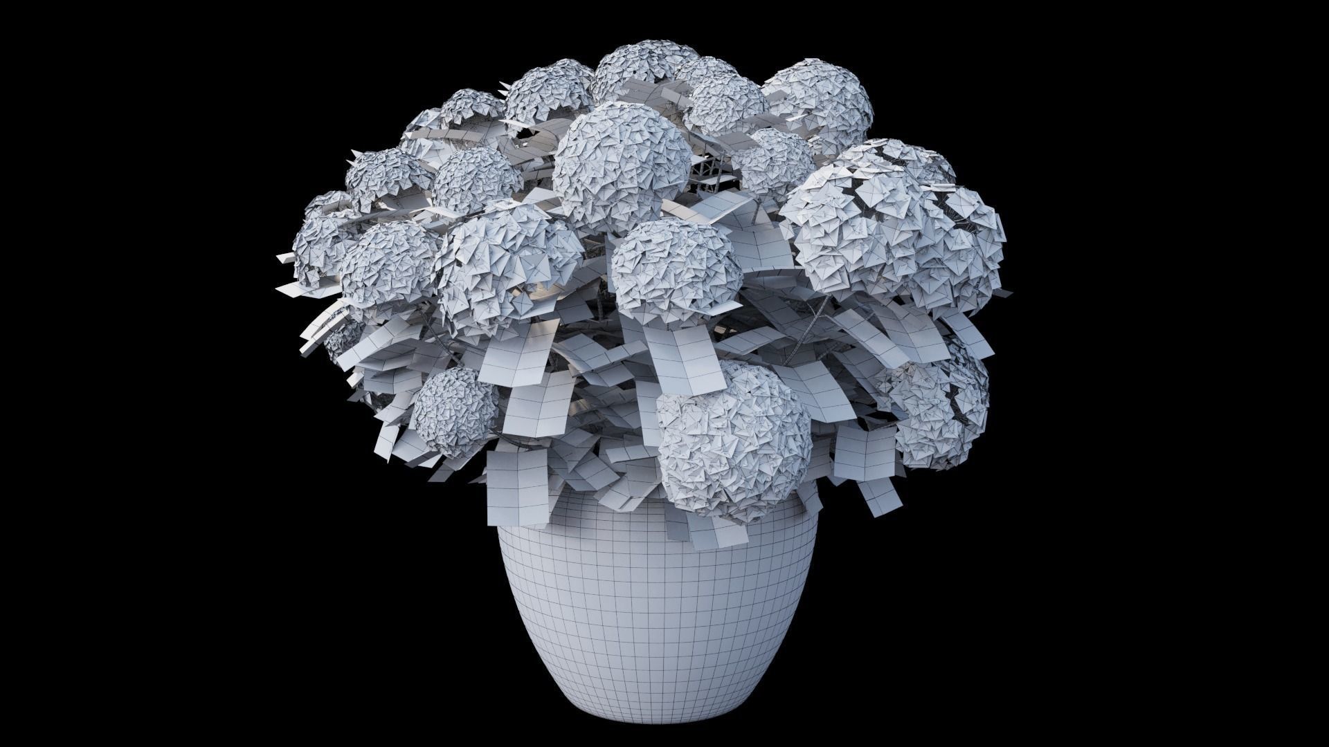 Hydrangea in planters set 02 3D model_9