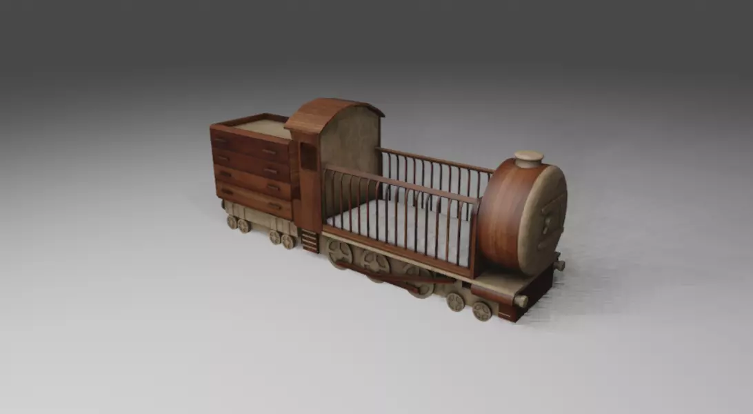 Cradle on train Low-poly 3D model_0