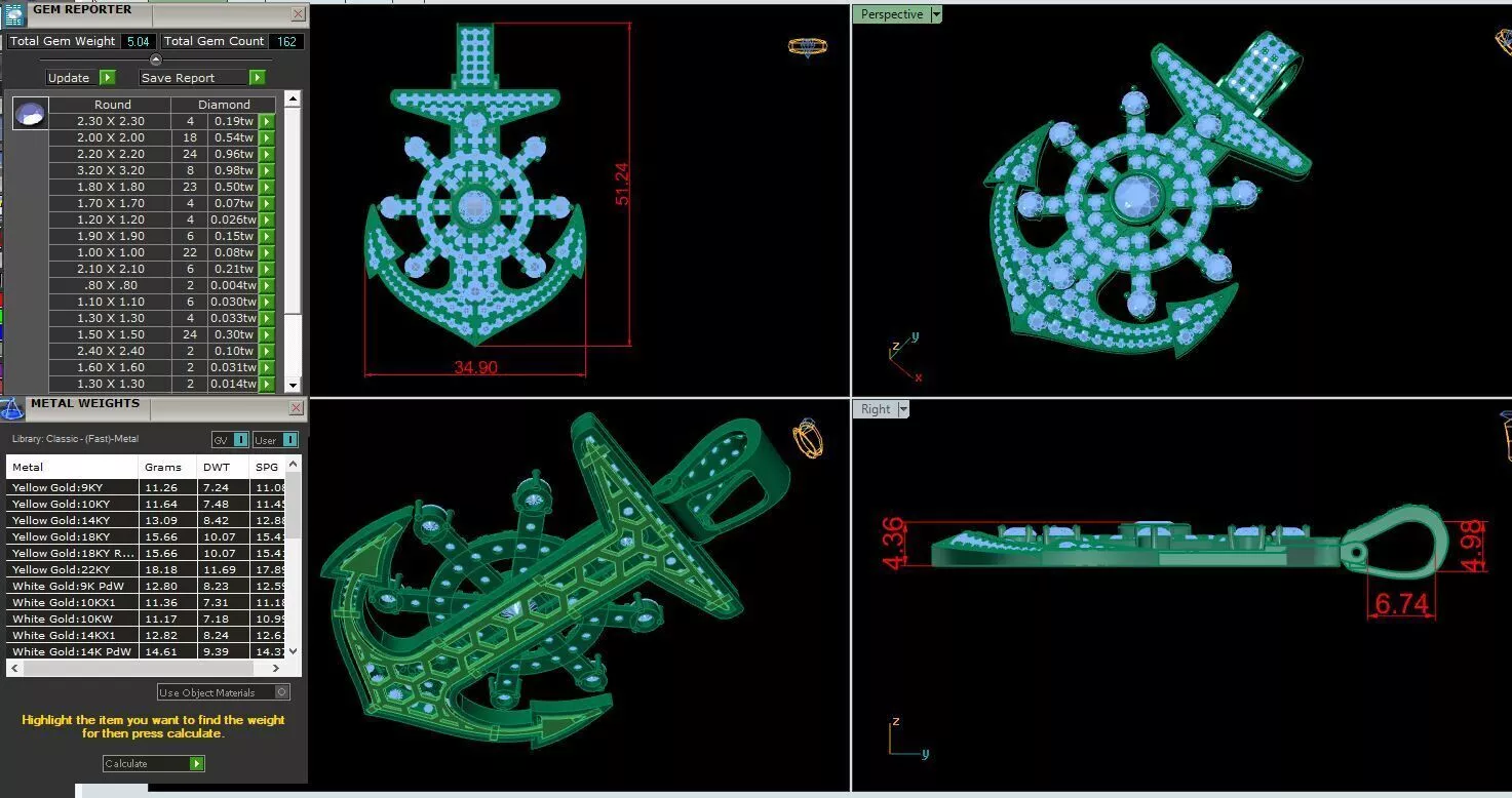 Anchor Pendants Full Diamond 3D print model