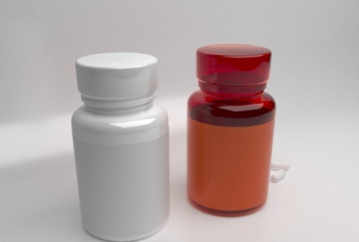 Plastic Bottle with pills 3D model_1