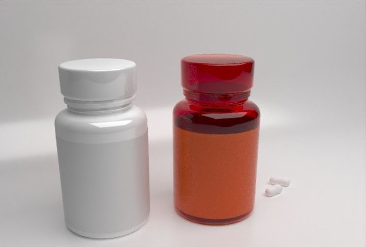 Plastic Bottle with pills 3D model_3
