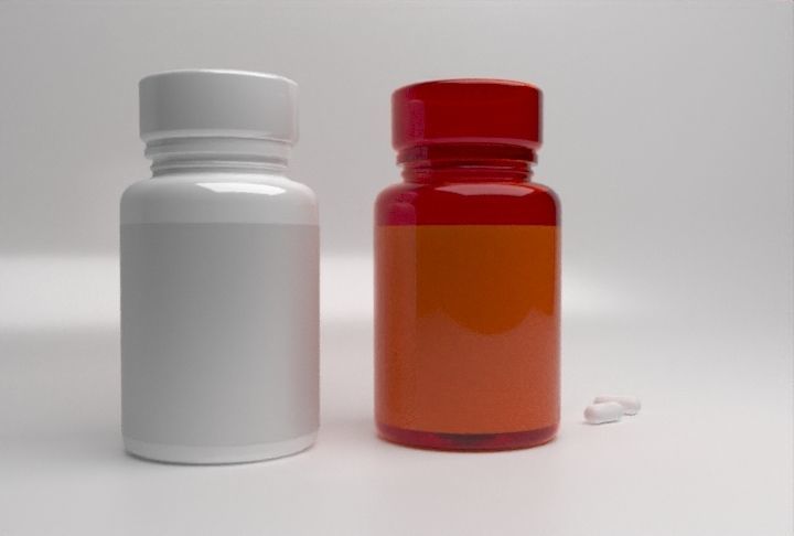 Plastic Bottle with pills 3D model_2