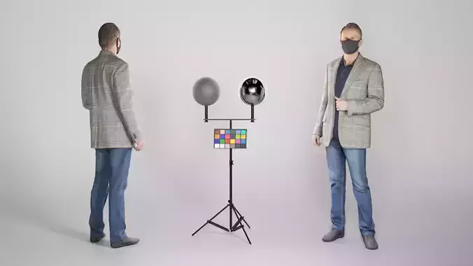 Man in casual clothes and protective mask 256