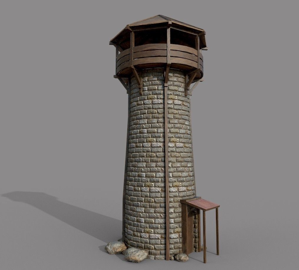 Watch Tower Low-poly 3D model_3