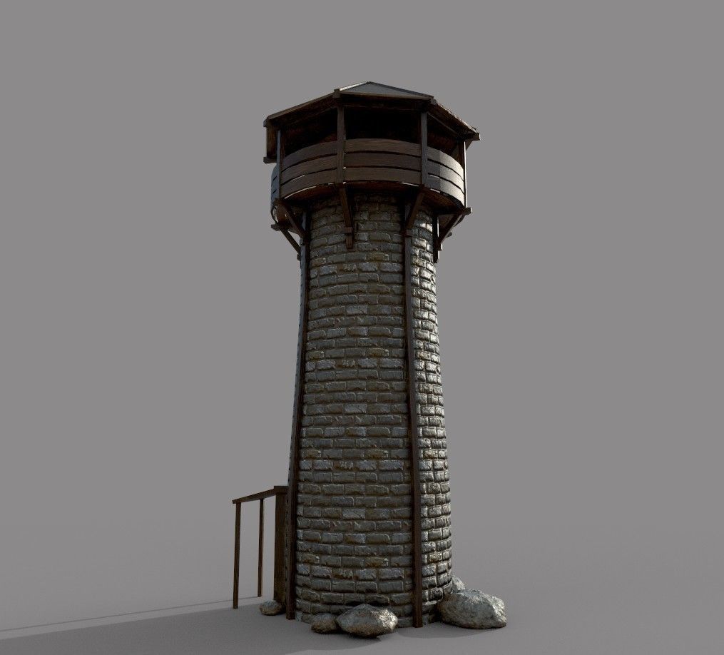 Watch Tower Low-poly 3D model_4