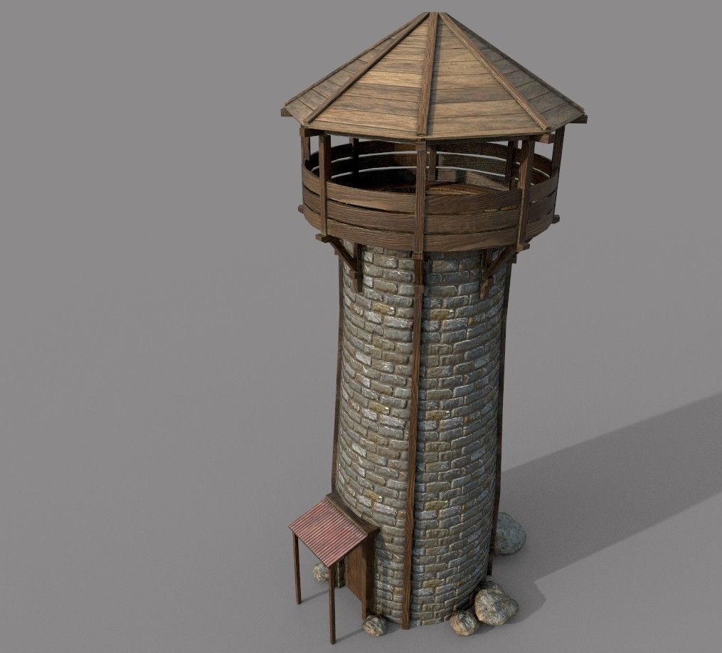 Watch Tower Low-poly 3D model_10