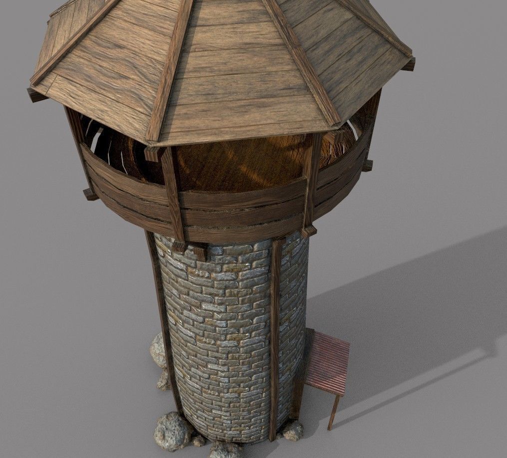 Watch Tower Low-poly 3D model_2