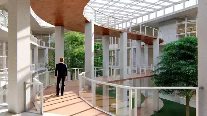 Atrium office building U 3D model