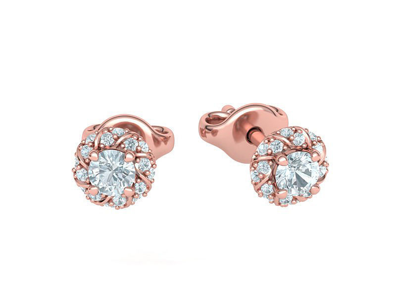 Stud Earrings  Round Twisted Halo Earrings 3dmodel 3D print model_8