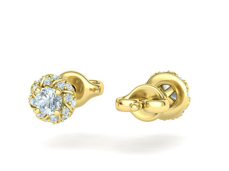 Stud Earrings  Round Twisted Halo Earrings 3dmodel 3D print model_2