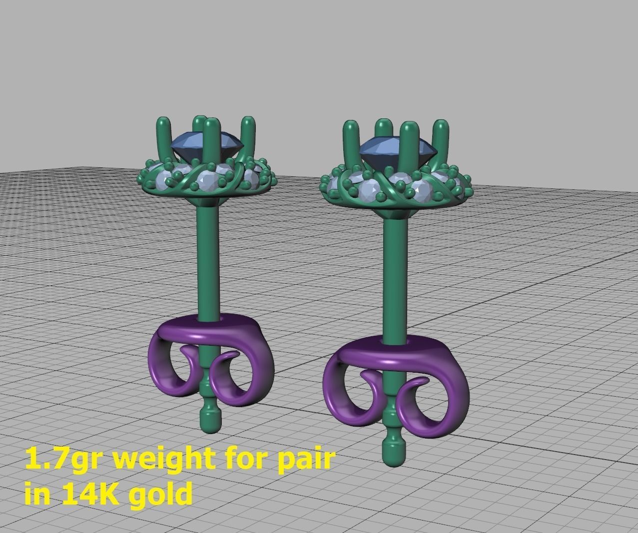 Stud Earrings  Round Twisted Halo Earrings 3dmodel 3D print model_14