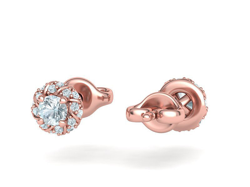 Stud Earrings  Round Twisted Halo Earrings 3dmodel 3D print model_1