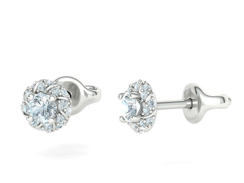 Stud Earrings  Round Twisted Halo Earrings 3dmodel 3D print model_4