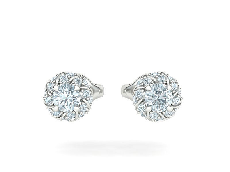 Stud Earrings  Round Twisted Halo Earrings 3dmodel 3D print model_12