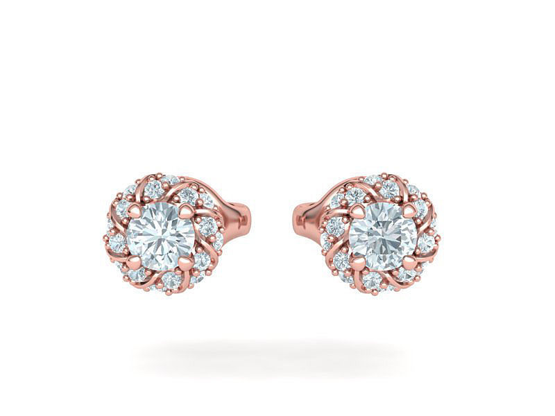 Stud Earrings  Round Twisted Halo Earrings 3dmodel 3D print model_11