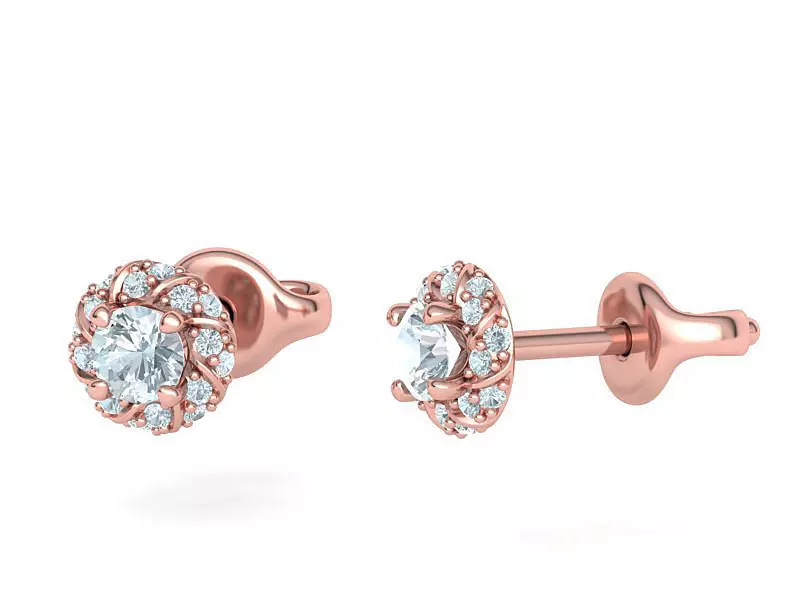 Stud Earrings  Round Twisted Halo Earrings 3dmodel 3D print model_0