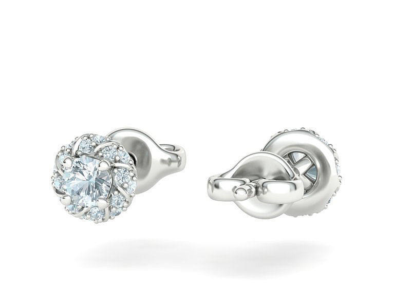 Stud Earrings  Round Twisted Halo Earrings 3dmodel 3D print model_5