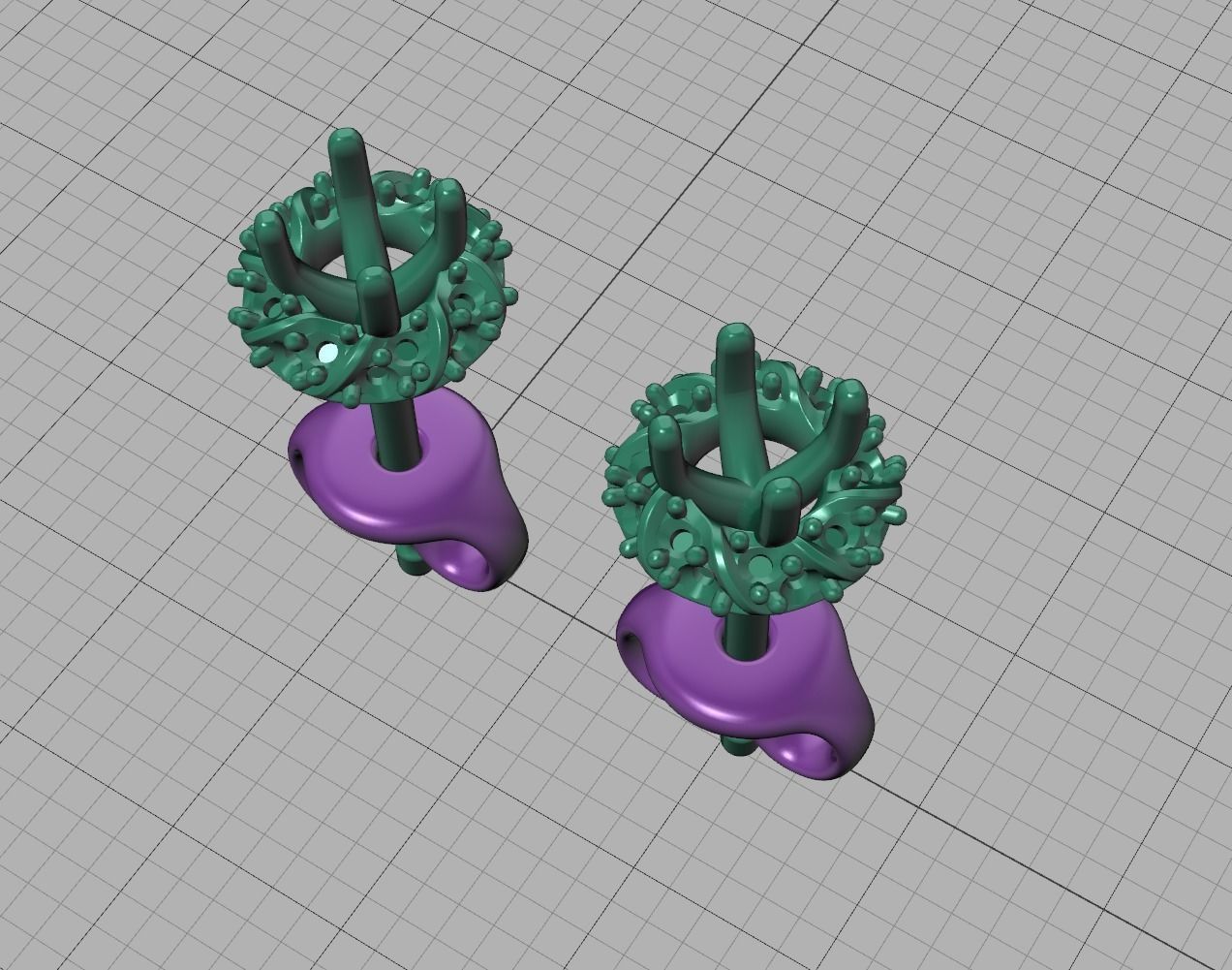 Stud Earrings  Round Twisted Halo Earrings 3dmodel 3D print model_16