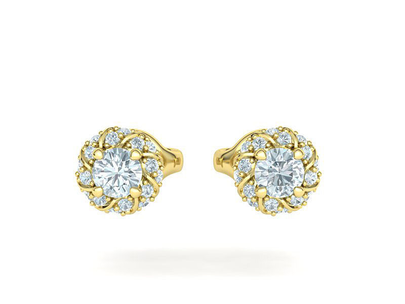 Stud Earrings  Round Twisted Halo Earrings 3dmodel 3D print model_13