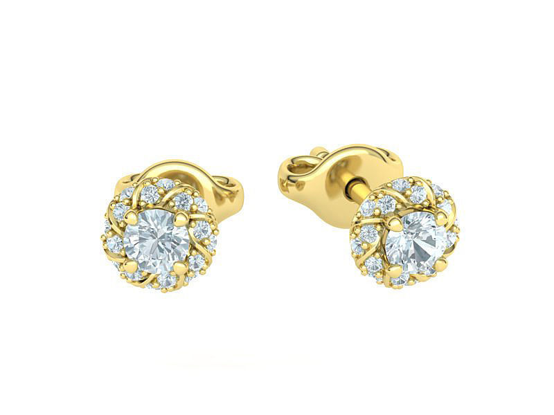 Stud Earrings  Round Twisted Halo Earrings 3dmodel 3D print model_10