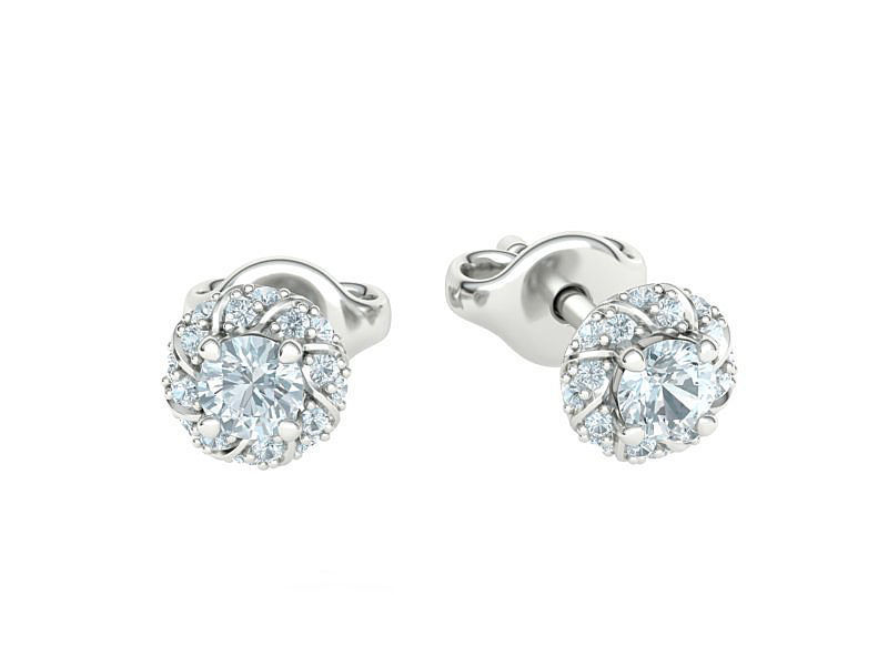 Stud Earrings  Round Twisted Halo Earrings 3dmodel 3D print model_9