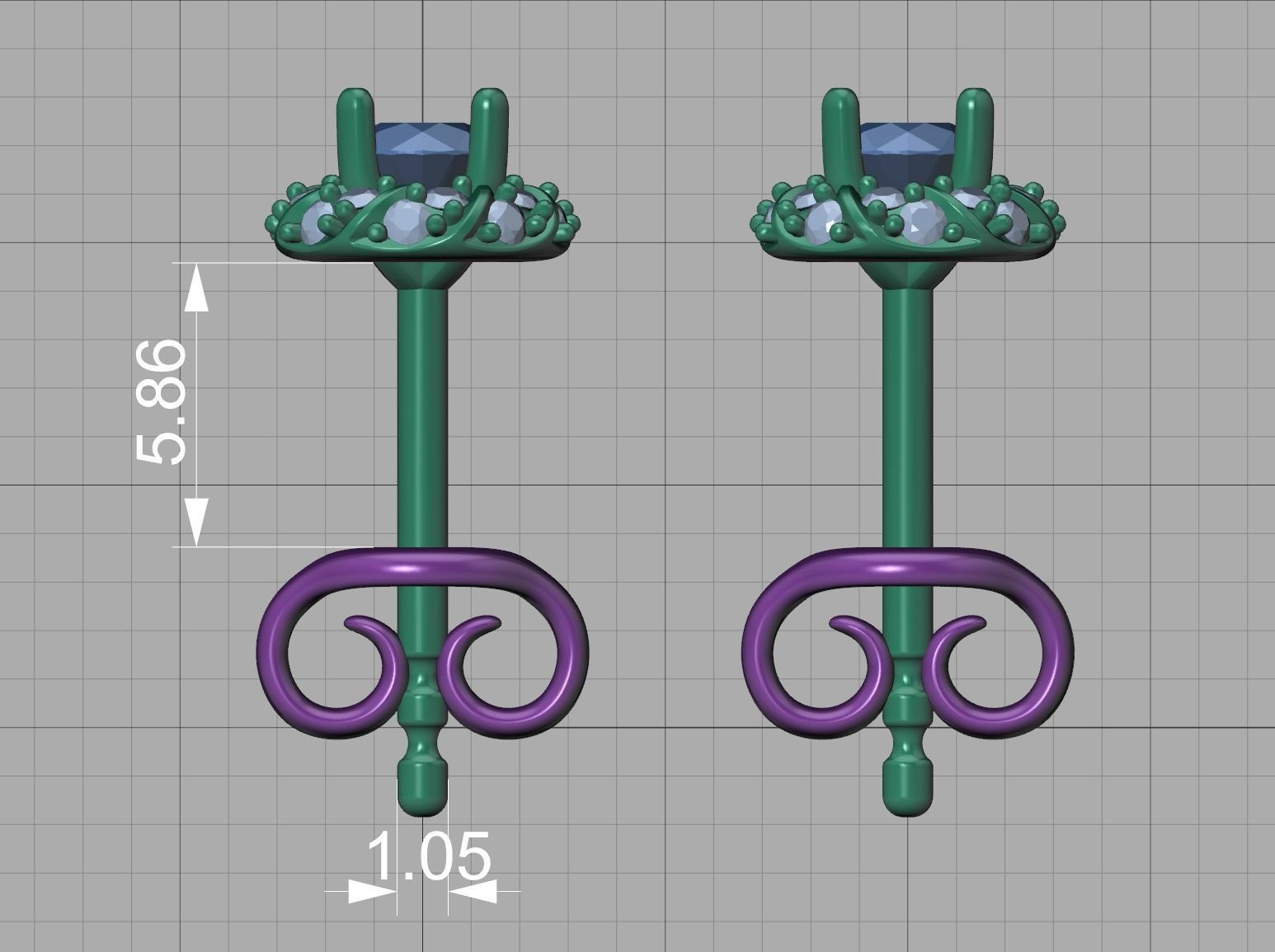 Stud Earrings  Round Twisted Halo Earrings 3dmodel 3D print model_15