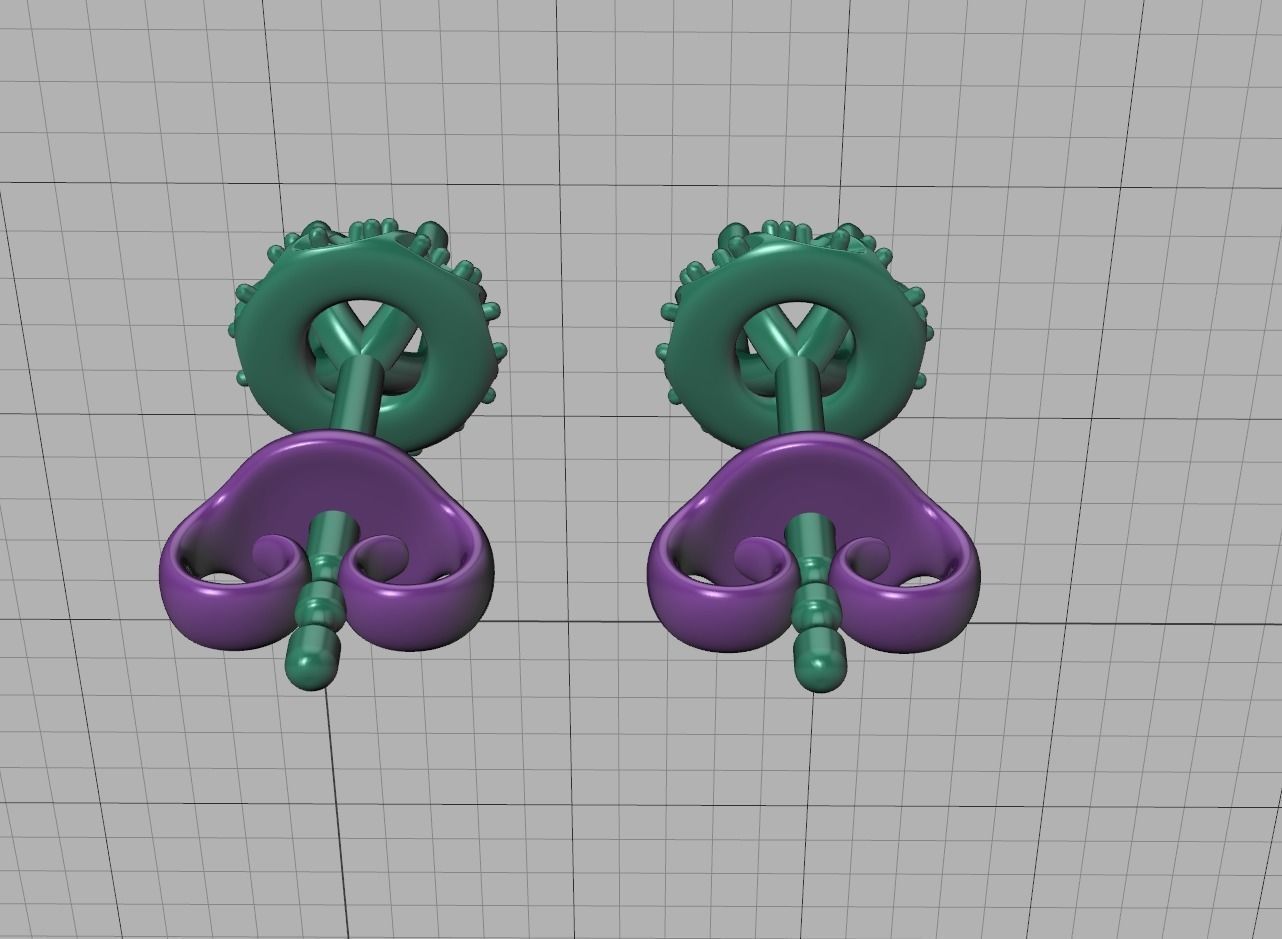 Stud Earrings  Round Twisted Halo Earrings 3dmodel 3D print model_17