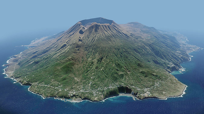 Volcano Island Mountains - Miyake island and Tori-shima 3D model