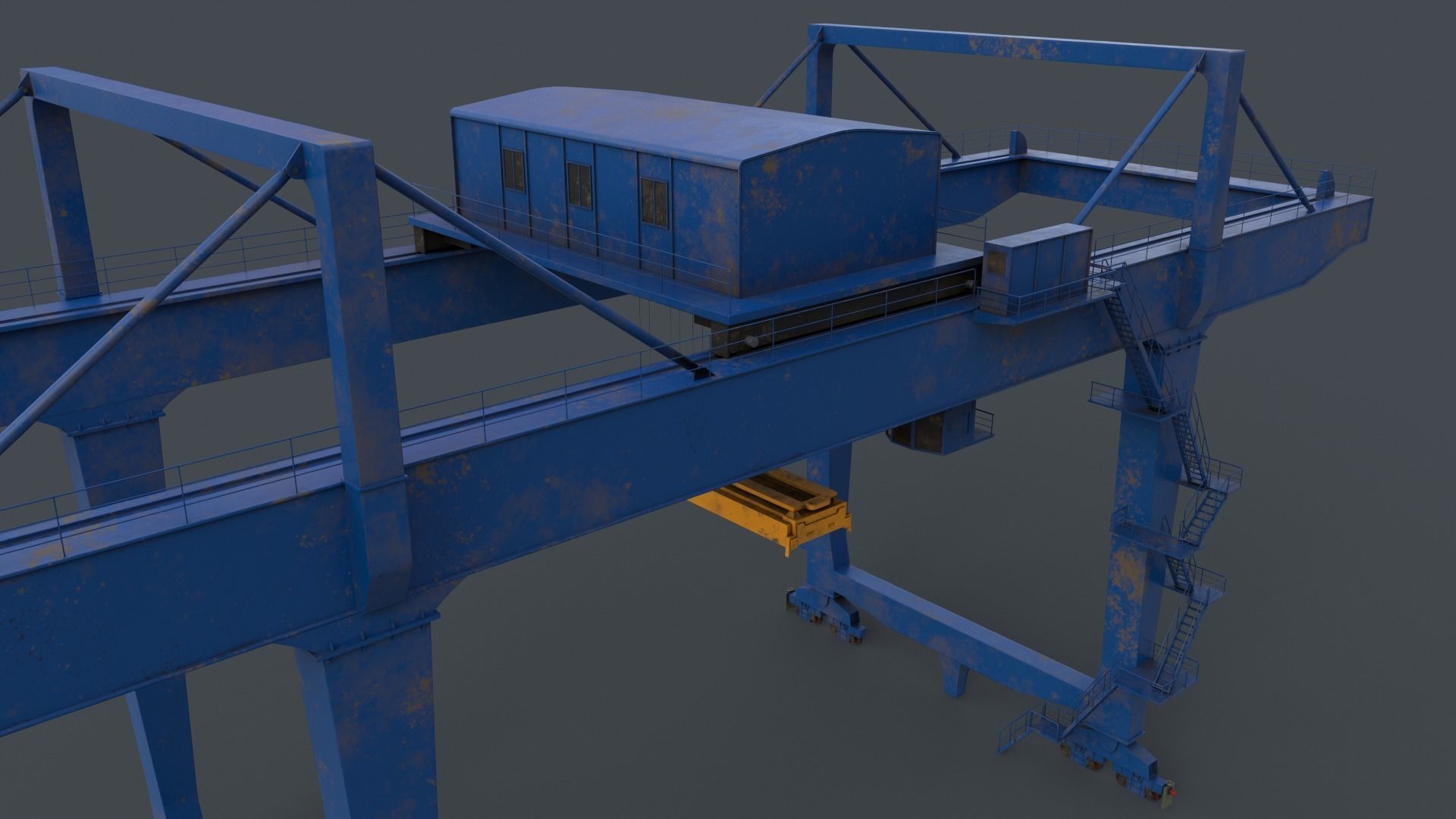 PBR Rail Mounted Gantry Crane RMG V2 - Blue Low-poly 3D model_9