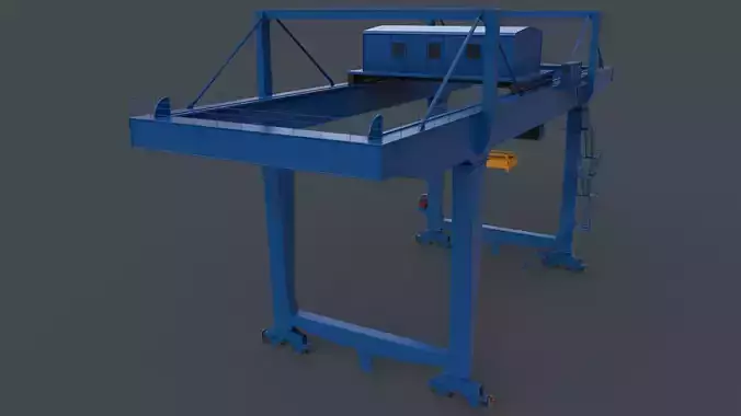PBR Rail Mounted Gantry Crane RMG V2 - Blue Low-poly 3D model