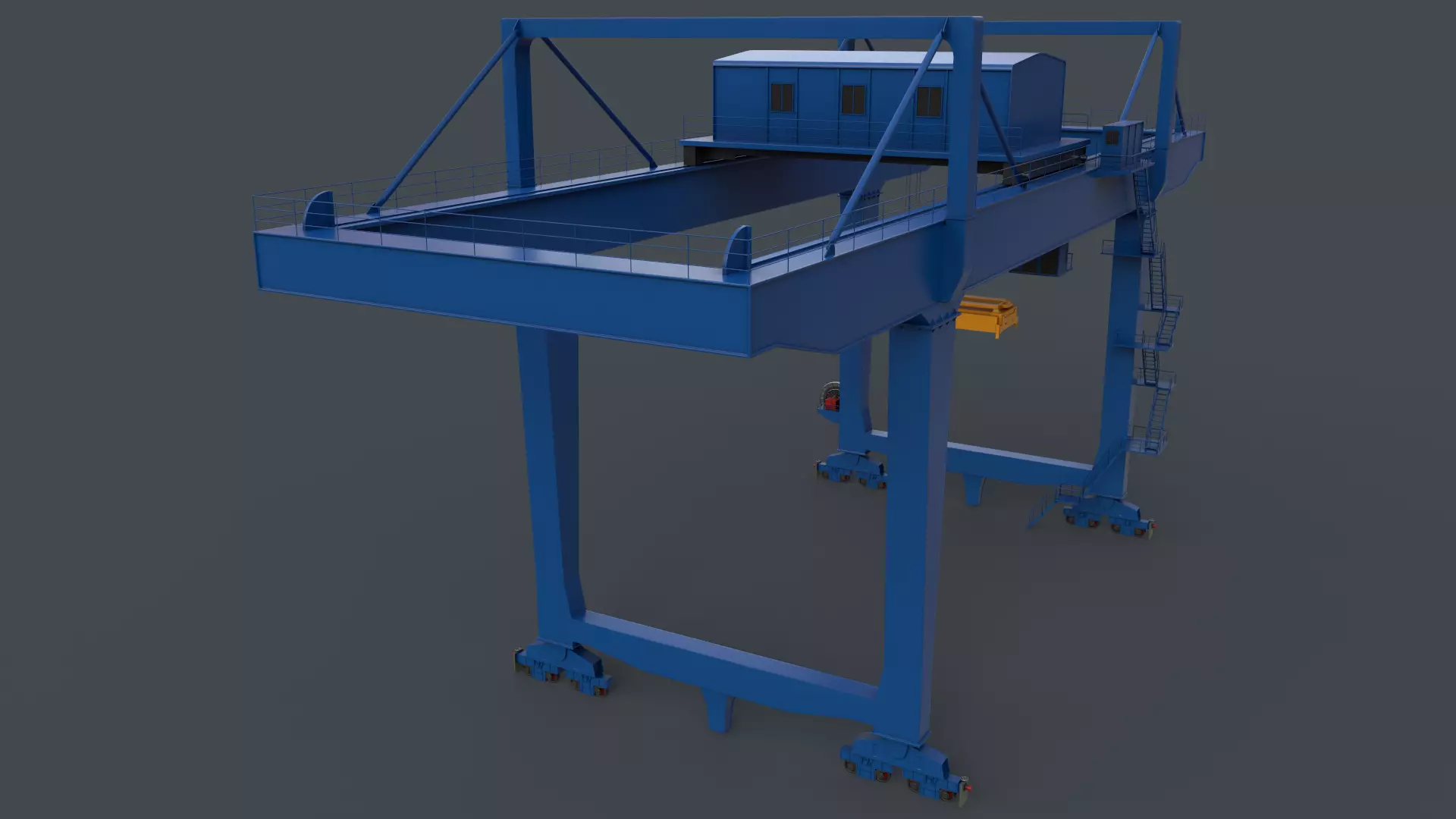 PBR Rail Mounted Gantry Crane RMG V2 - Blue Low-poly 3D model_0