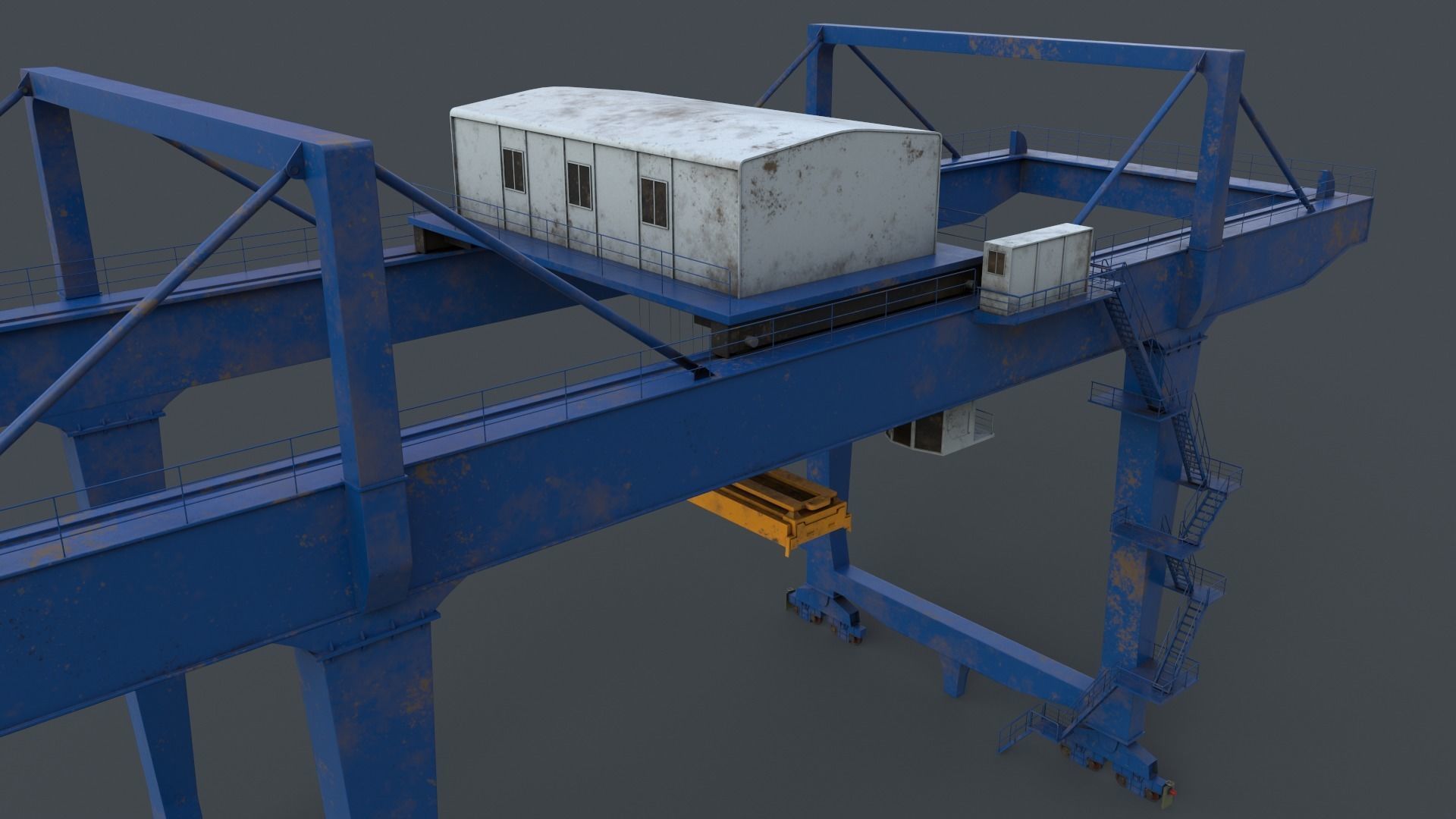 PBR Rail Mounted Gantry Crane RMG V2 - Blue Low-poly 3D model_10