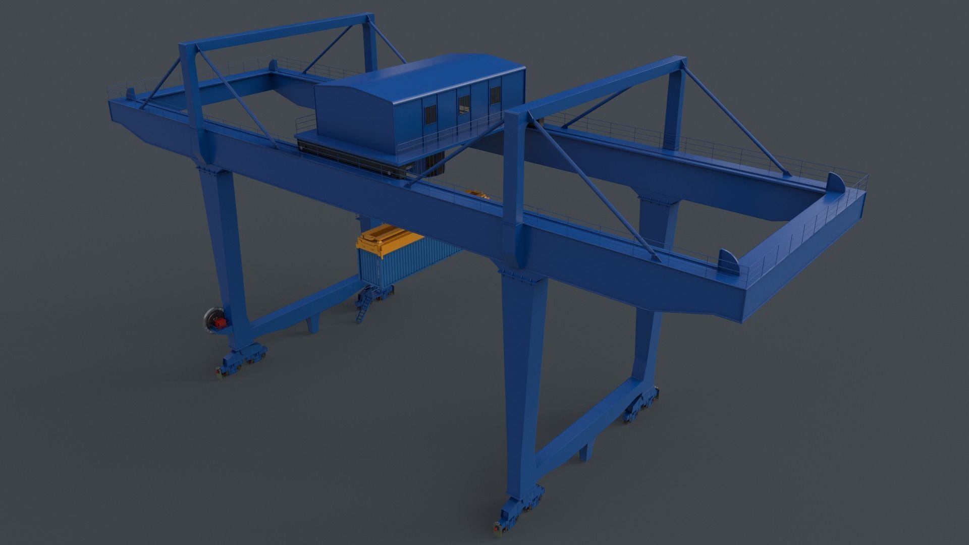 PBR Rail Mounted Gantry Crane RMG V2 - Blue Low-poly 3D model_18