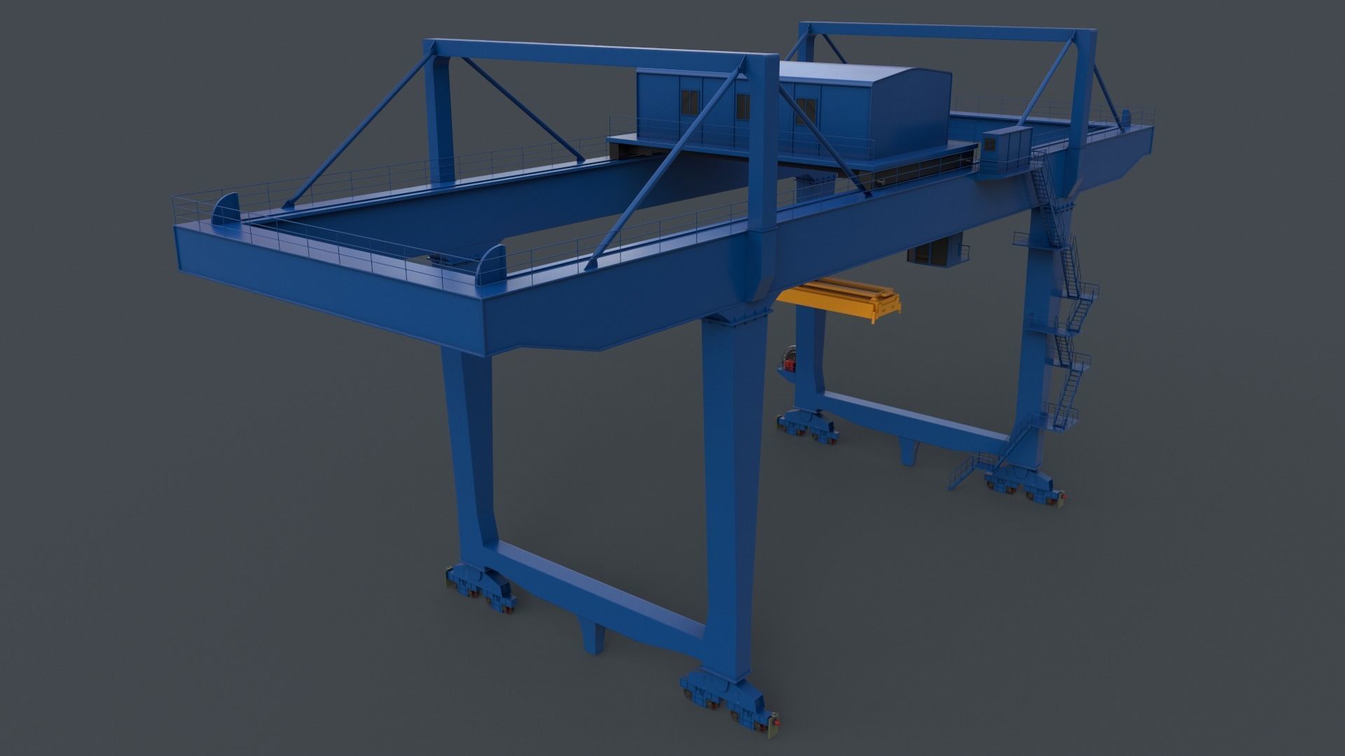 PBR Rail Mounted Gantry Crane RMG V2 - Blue Low-poly 3D model_2