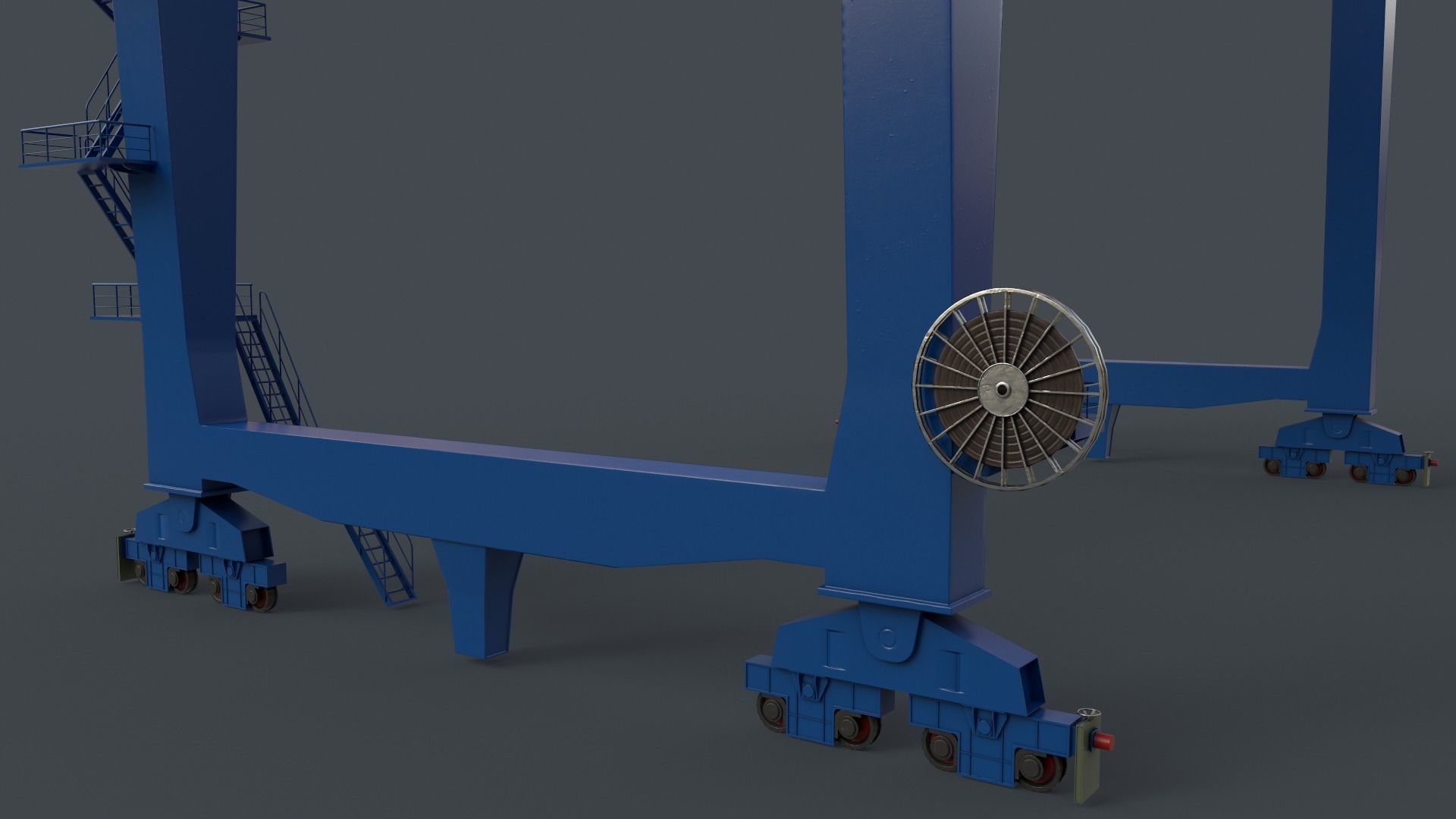 PBR Rail Mounted Gantry Crane RMG V2 - Blue Low-poly 3D model_20