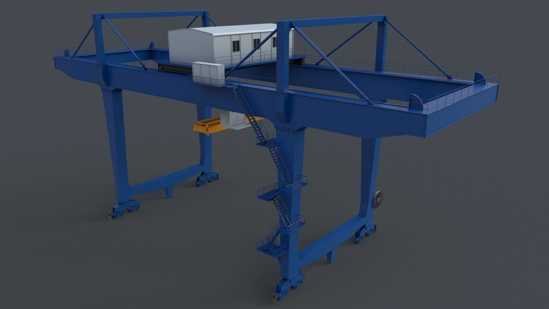 PBR Rail Mounted Gantry Crane RMG V2 - Blue Low-poly 3D model_12