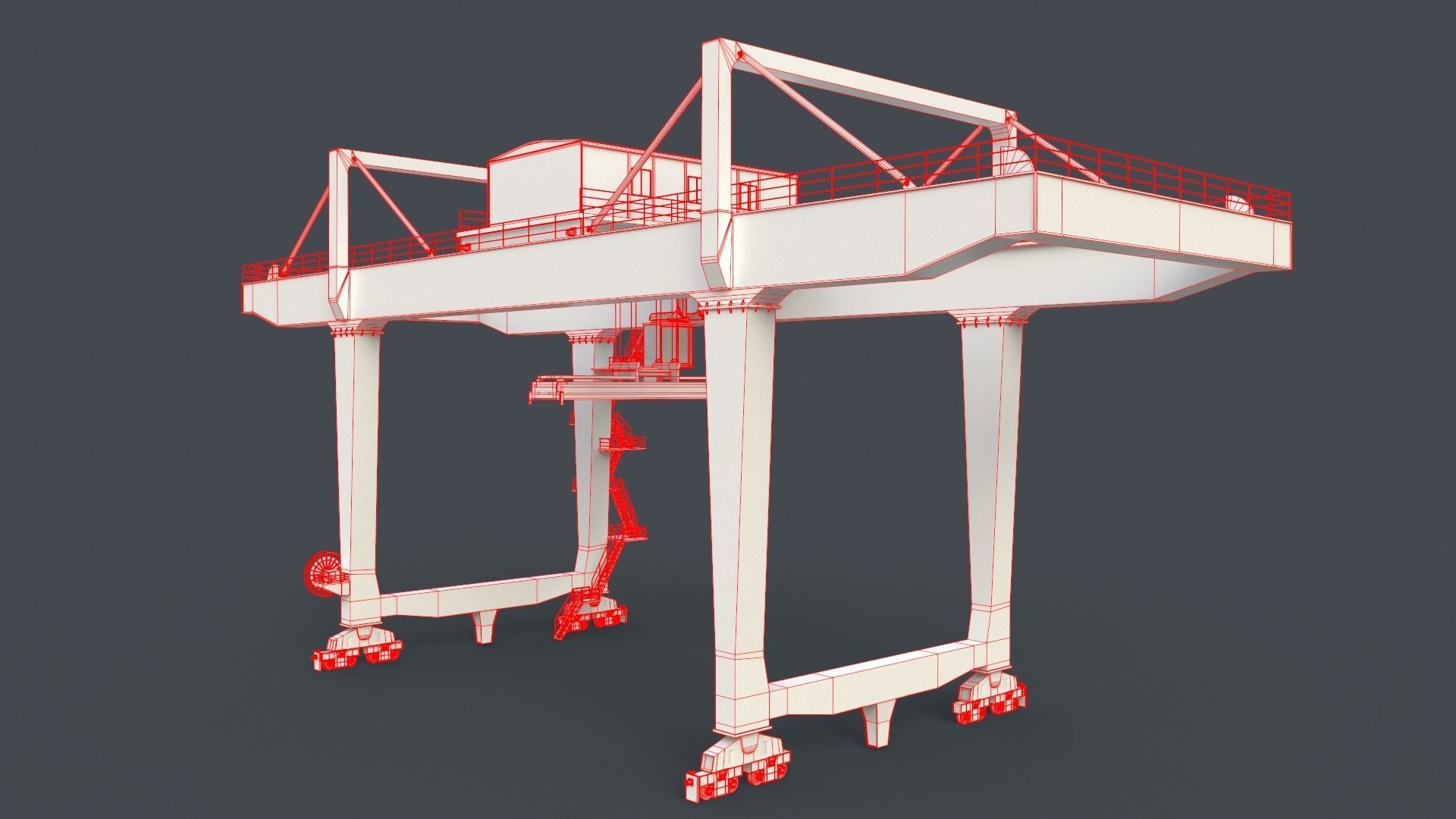 PBR Rail Mounted Gantry Crane RMG V2 - Blue Low-poly 3D model_30