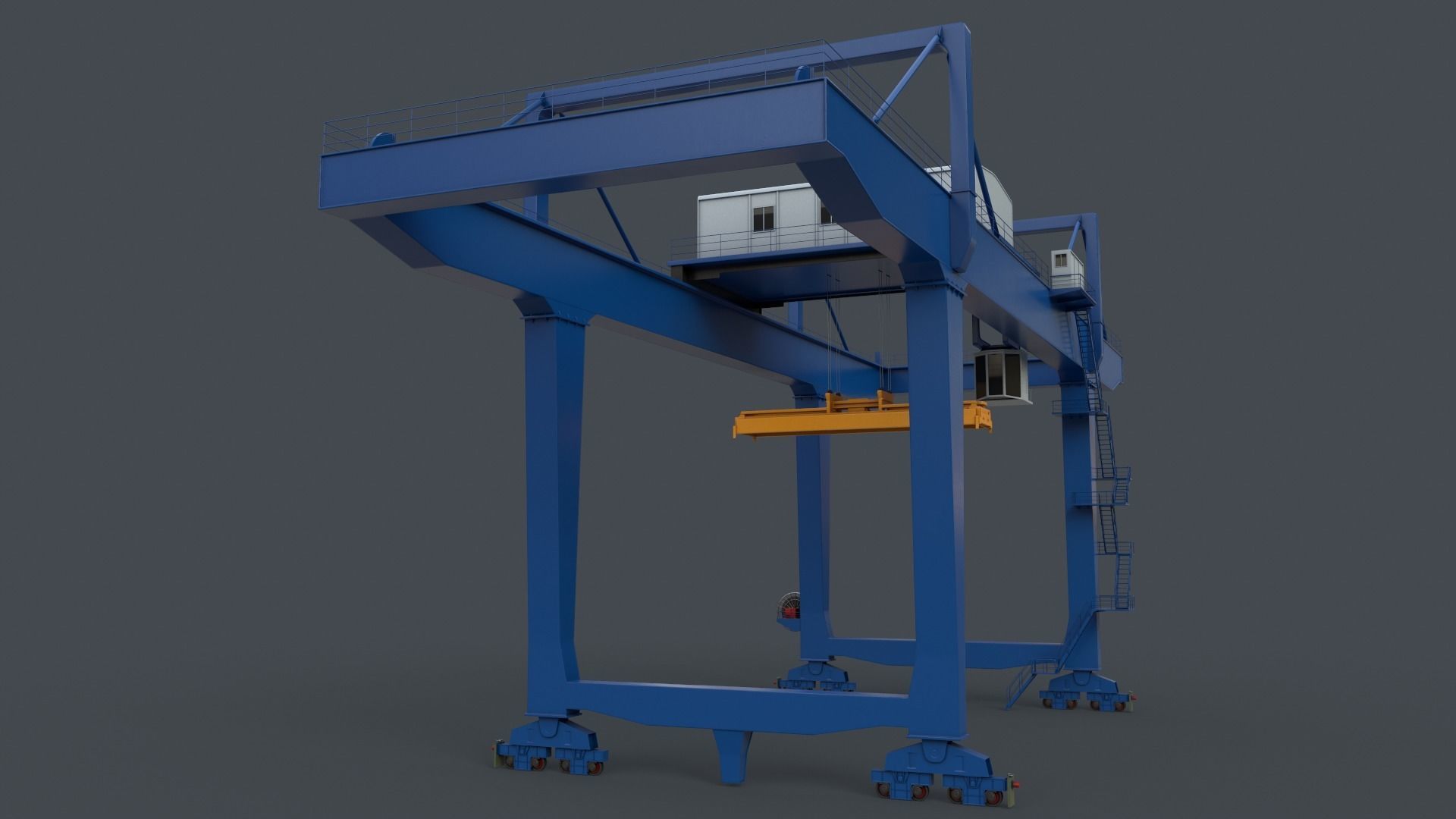 PBR Rail Mounted Gantry Crane RMG V2 - Blue Low-poly 3D model_14