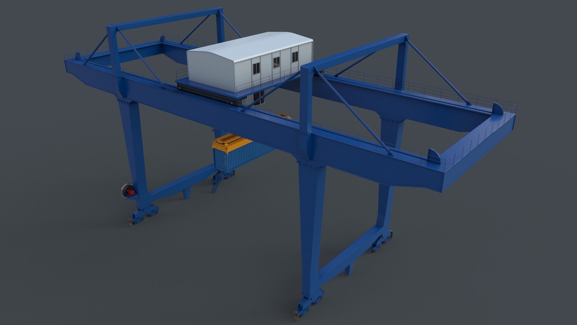 PBR Rail Mounted Gantry Crane RMG V2 - Blue Low-poly 3D model_19