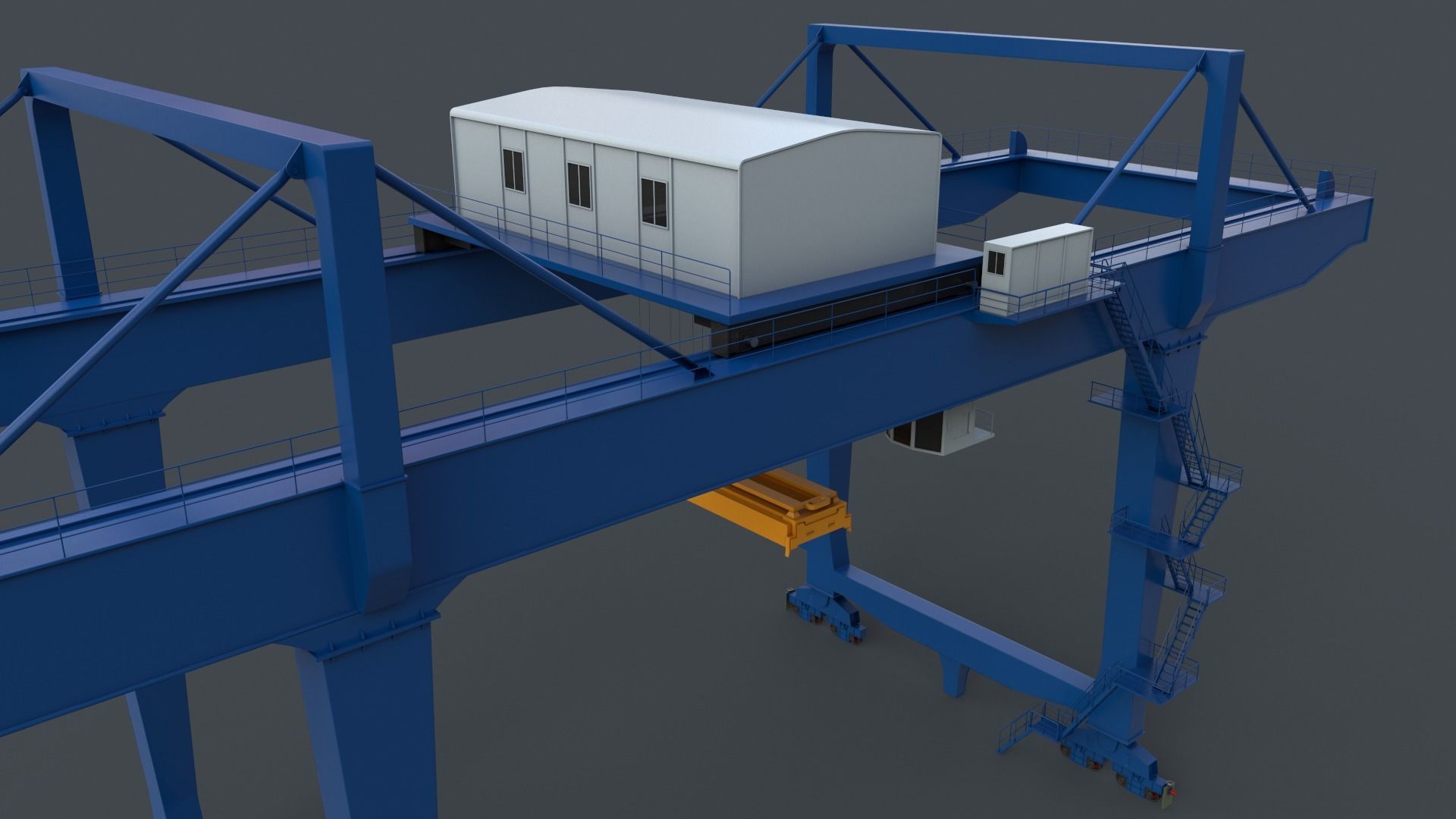 PBR Rail Mounted Gantry Crane RMG V2 - Blue Low-poly 3D model_8