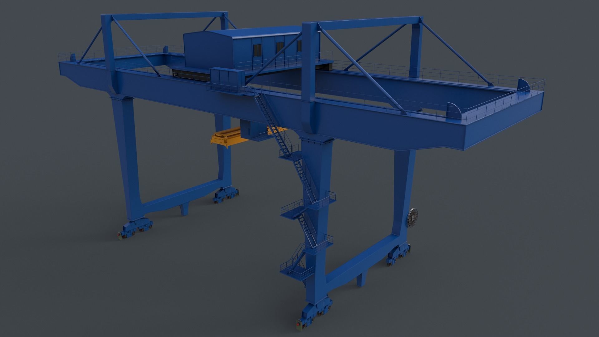PBR Rail Mounted Gantry Crane RMG V2 - Blue Low-poly 3D model_11