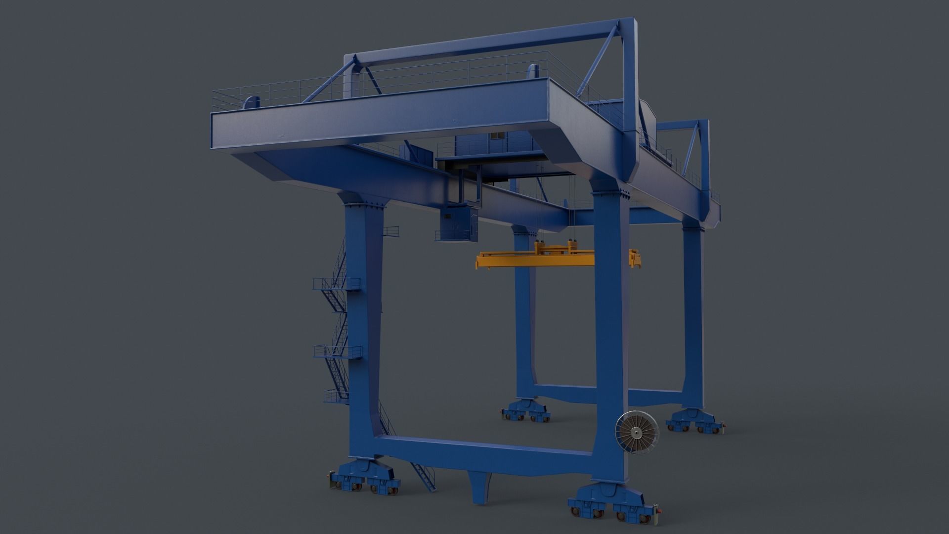 PBR Rail Mounted Gantry Crane RMG V2 - Blue Low-poly 3D model_21