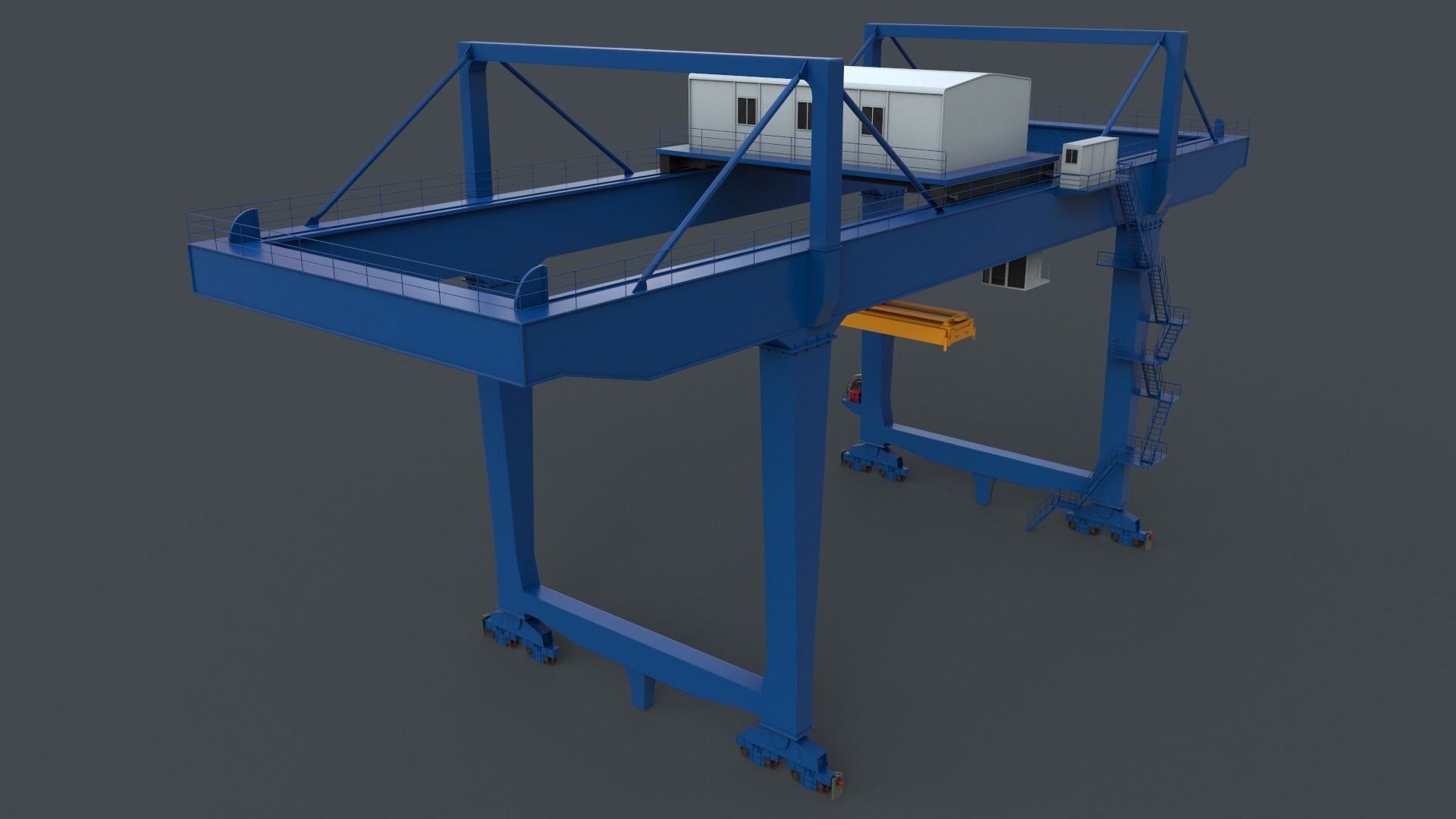 PBR Rail Mounted Gantry Crane RMG V2 - Blue Low-poly 3D model_3