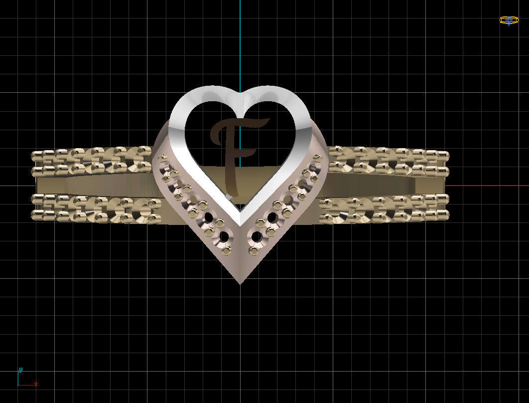 F Alphabet Ring 3D print model_1