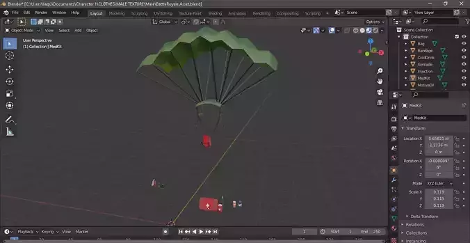 BattleRoyaleAsset parachute Free low-poly 3D model