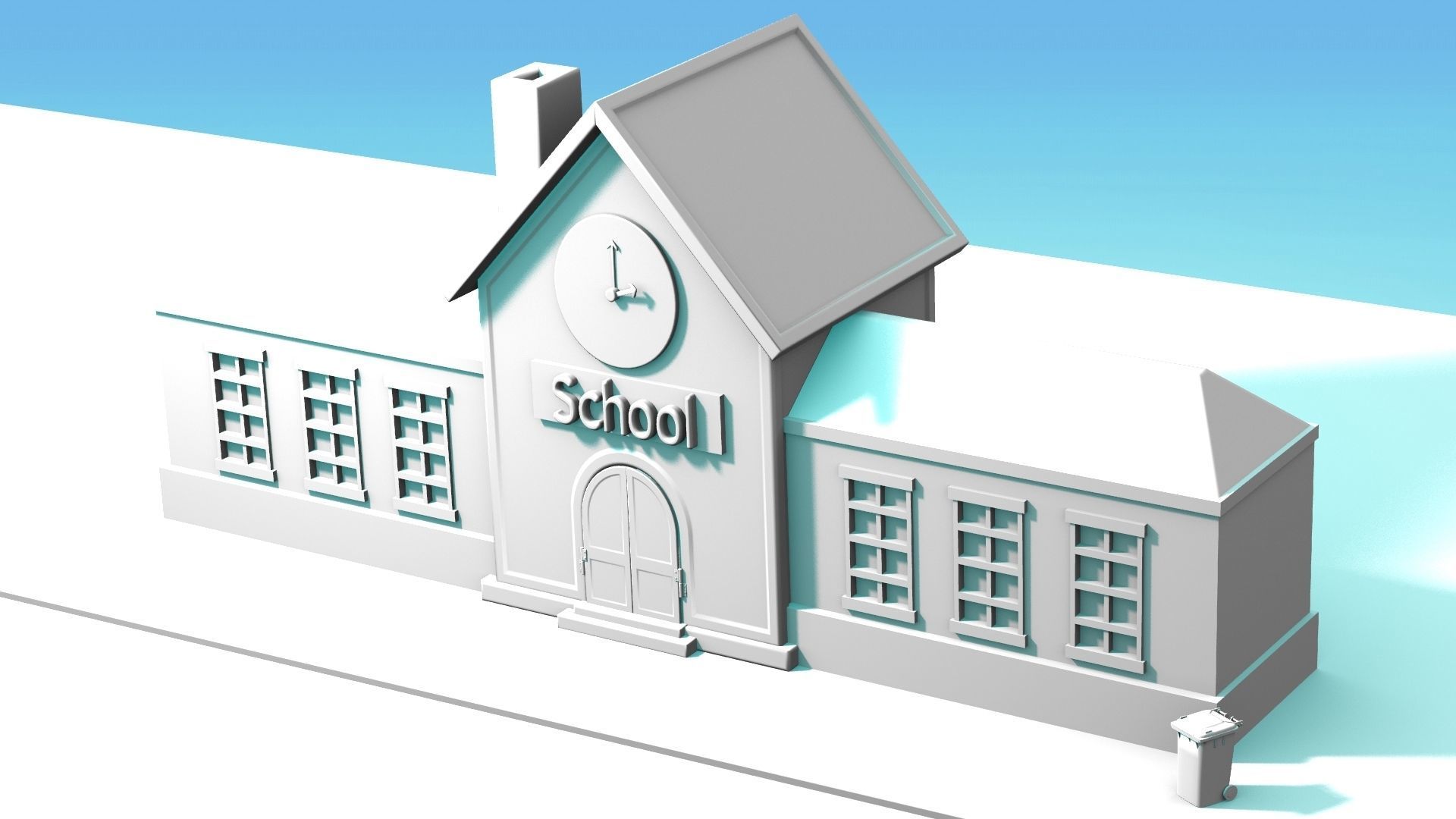 School cartoon-style 3D model_3