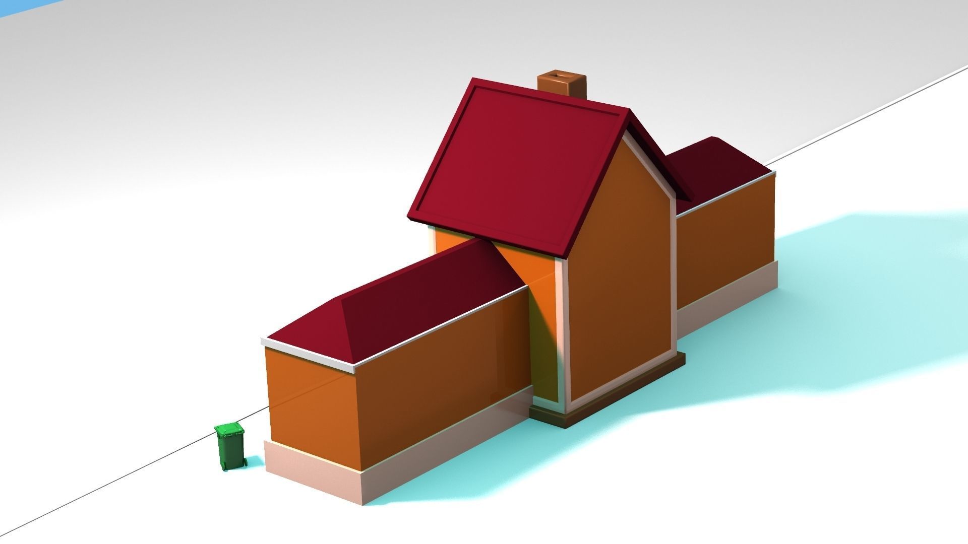 School cartoon-style 3D model_5