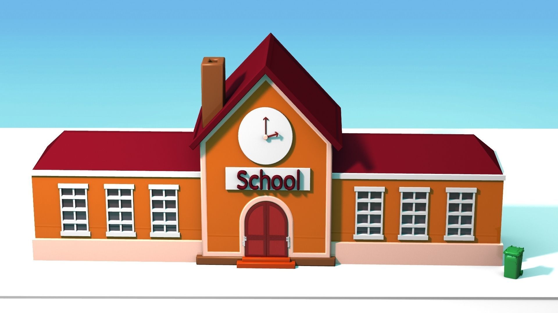 School cartoon-style 3D model_1