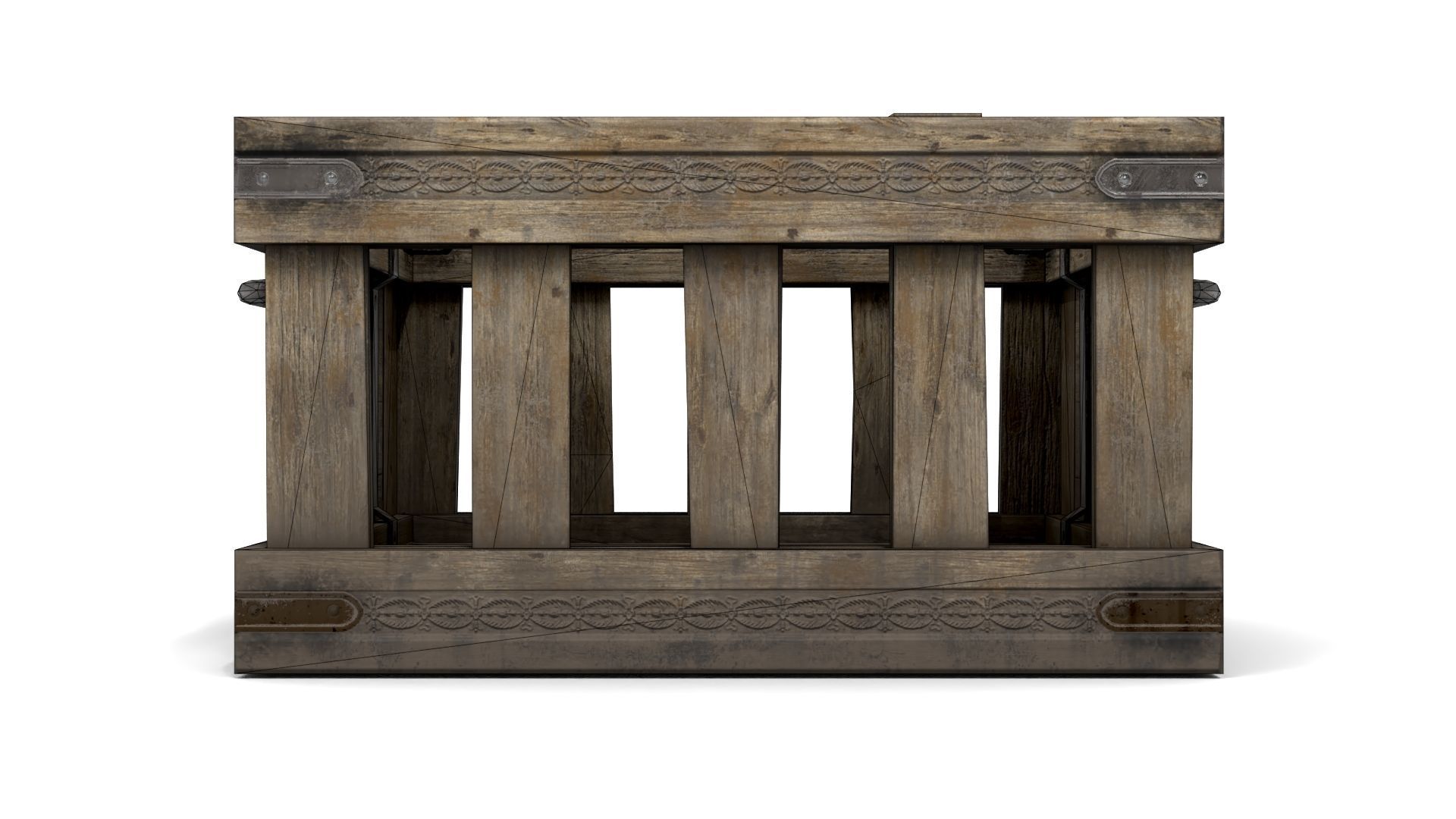 Ancient Wooden Box 1 Low-poly 3D model_15