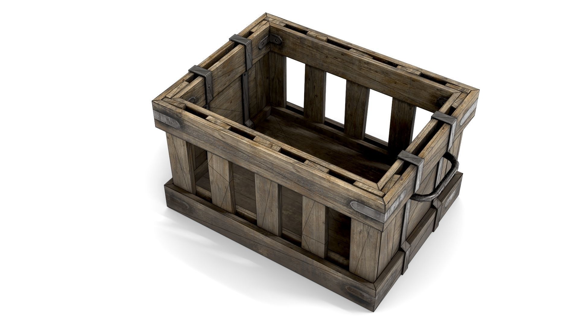 Ancient Wooden Box 1 Low-poly 3D model_12